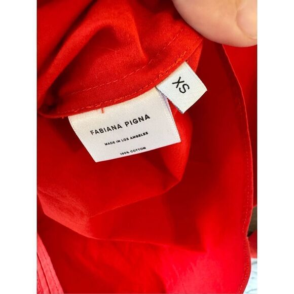 FABIANA PIGNA Crimson Red Blouse Long Sleeve Ruffled Neckline Size Xsmall - Picture 8 of 11